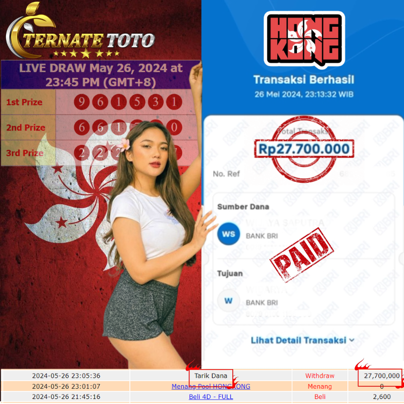 TERNATETOTO - MENANG HONGKONG POOLS  Rp. 28,000,000,-